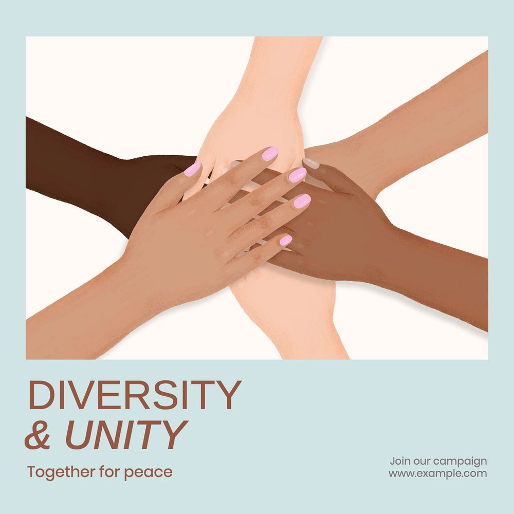 Diversity & unity Instagram post template, editable text