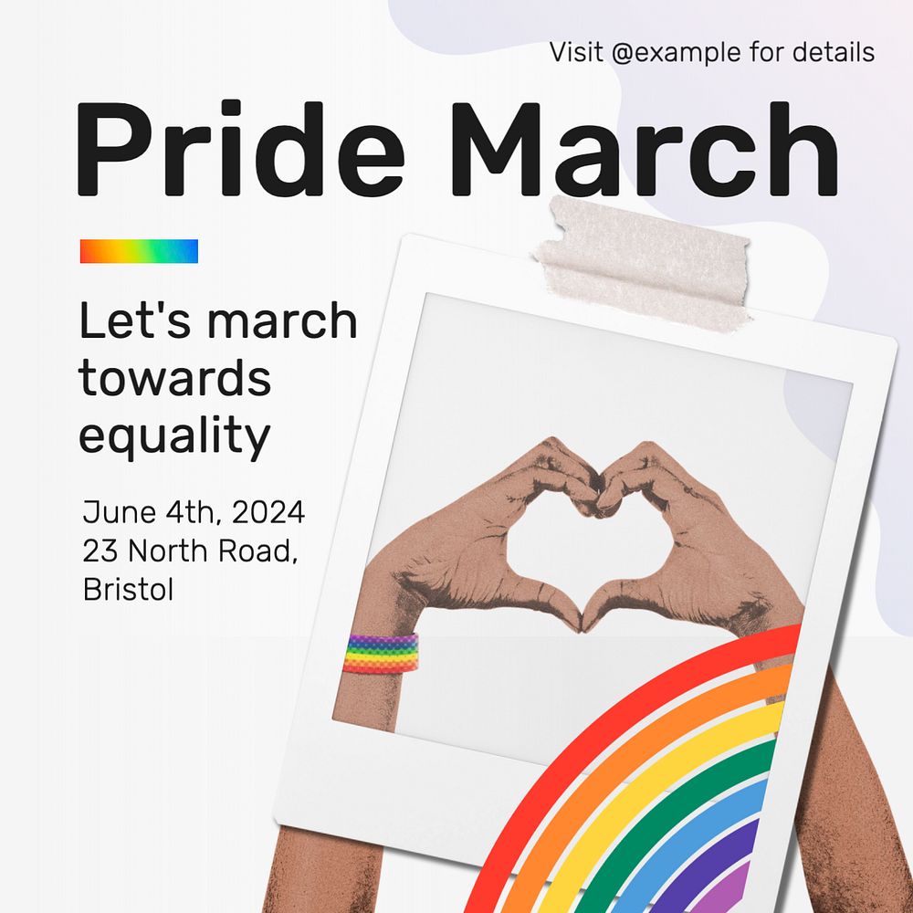 Pride march Instagram post template, editable text