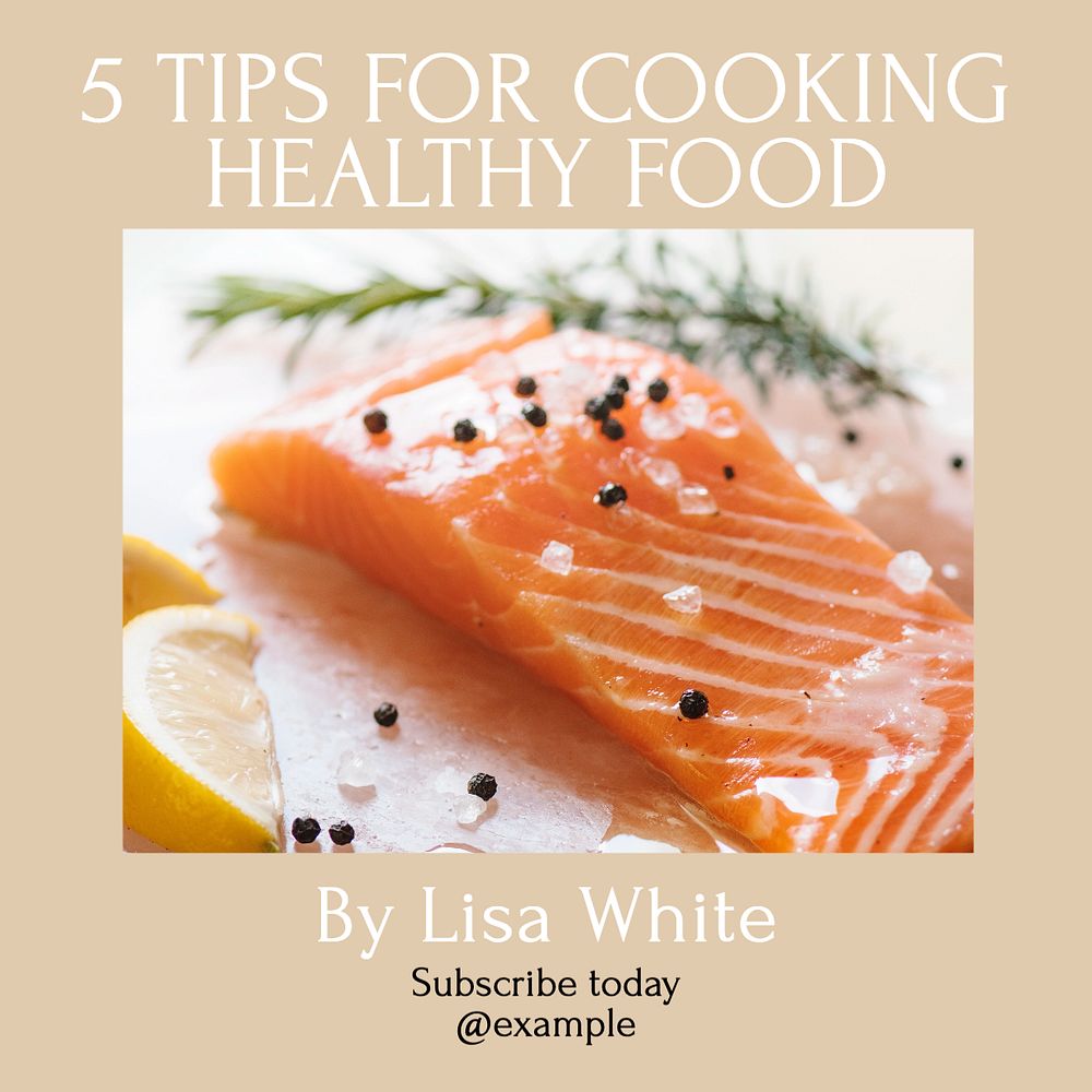 healthy cooking tips Instagram post template, editable text