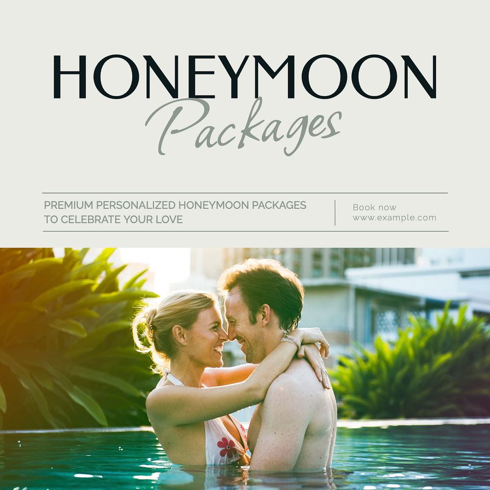 Honeymoon packages Instagram post template, editable text