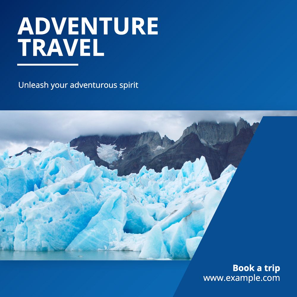 Adventure travel Instagram post template, editable text