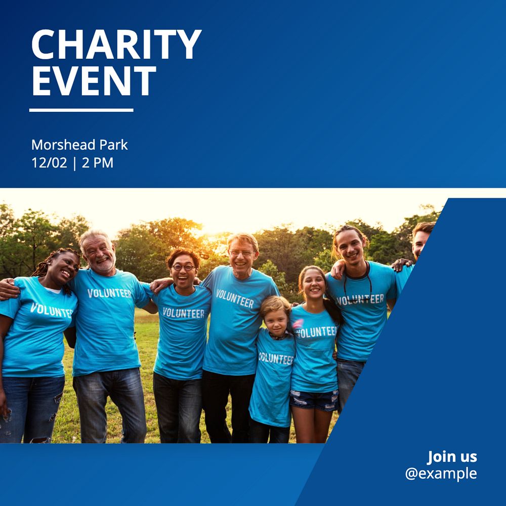 Charity event Instagram post template, editable text