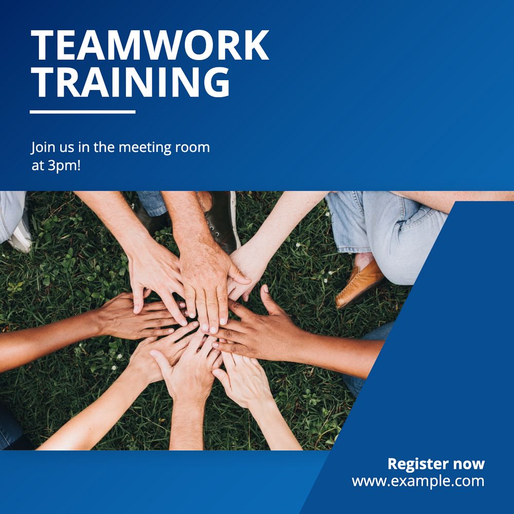 Teamwork training Instagram post template, editable text