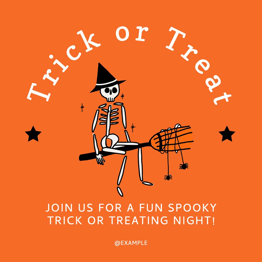 Trick or treat Instagram post template, editable text