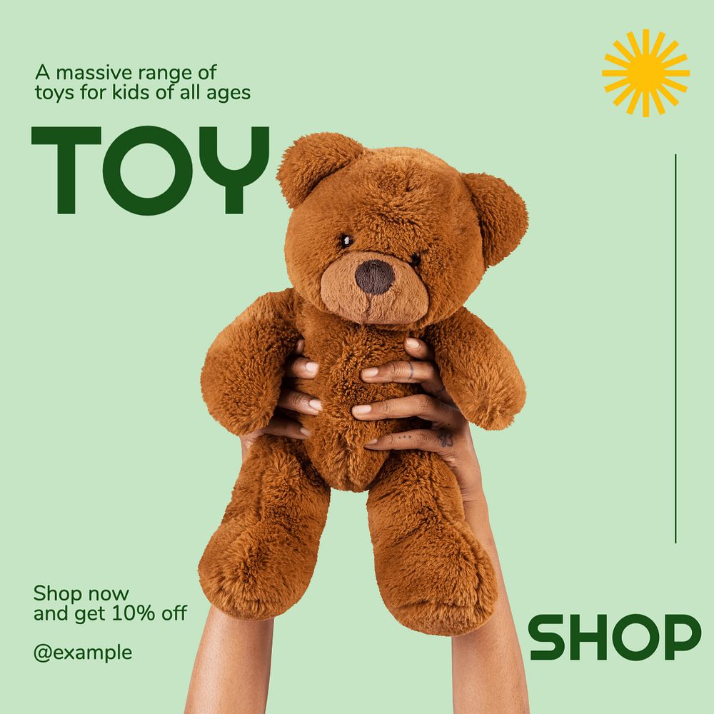 Toy shop Instagram post template, editable text