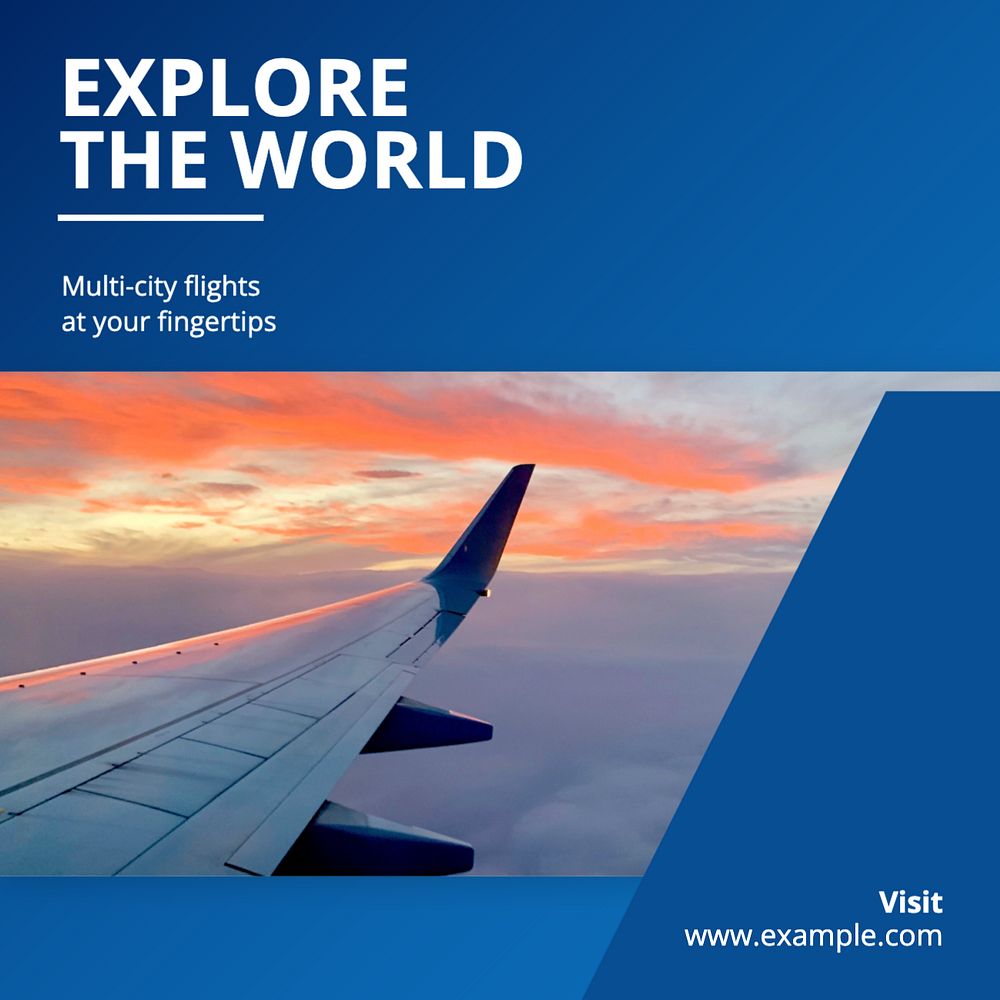 Travel the world Instagram post template, editable text