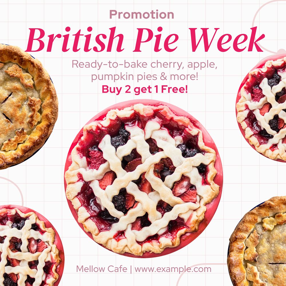 Pie week Instagram post template, editable text