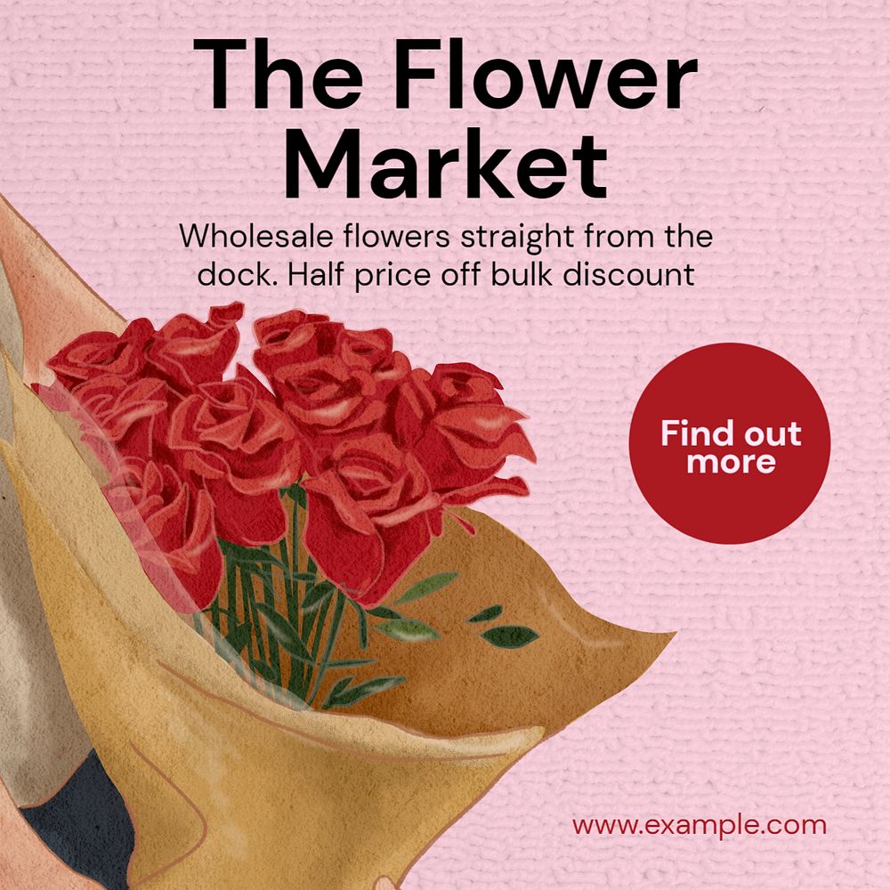 The flower market Instagram post template, editable text