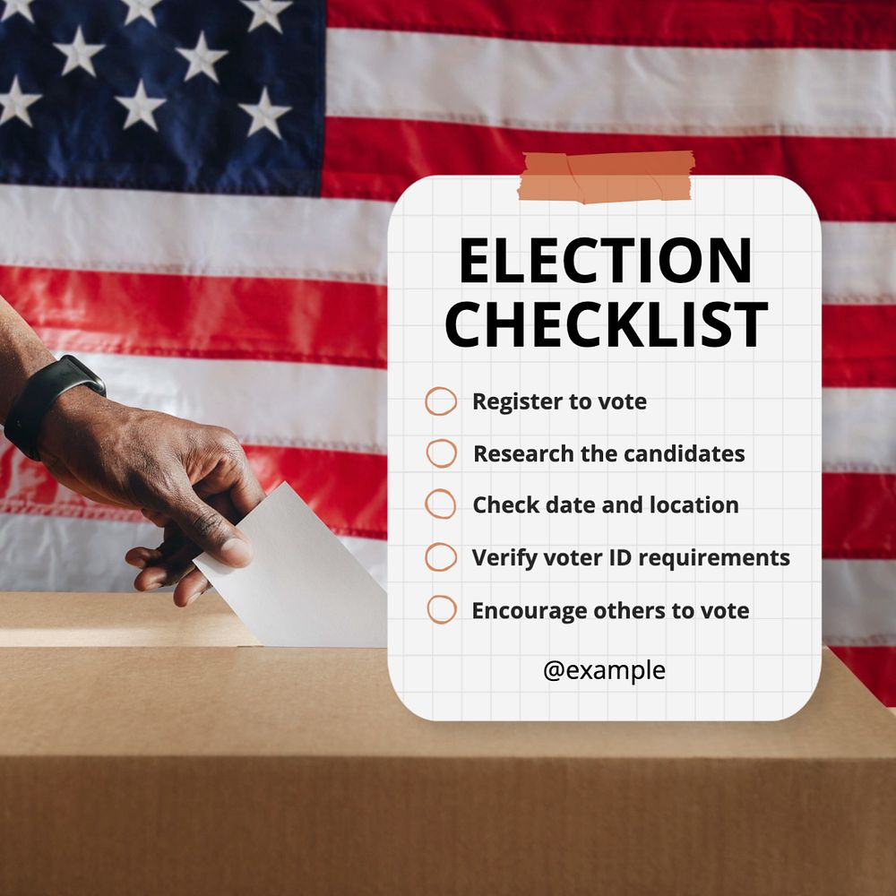 Election checklist Instagram post template, editable text