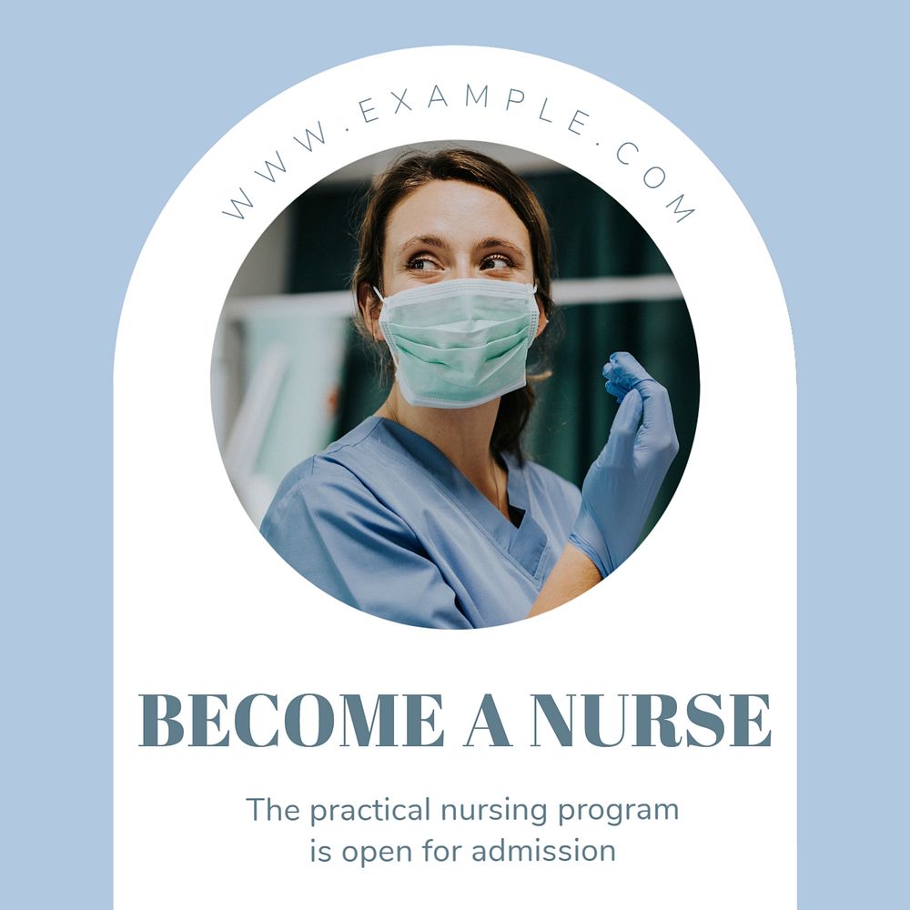 Nursing program Instagram post template, editable text