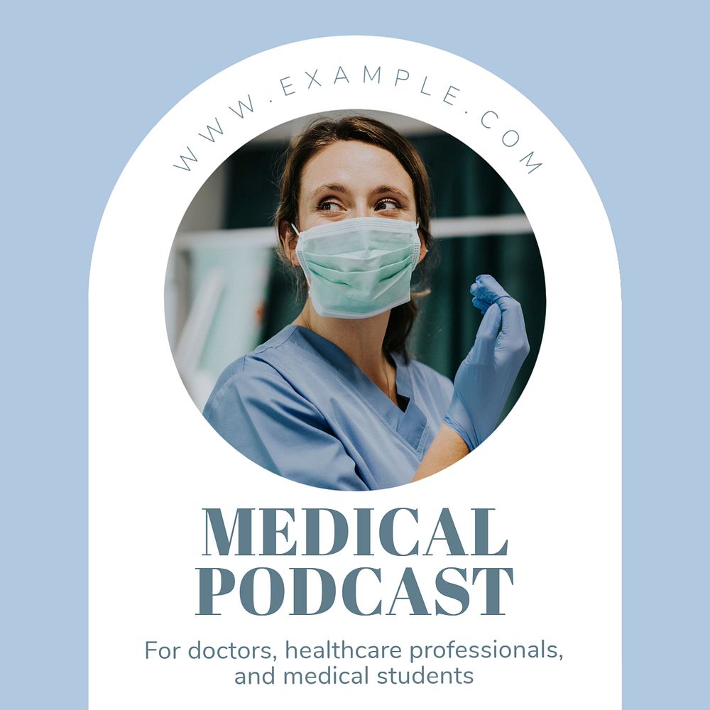 Medical podcast Instagram post template, editable text