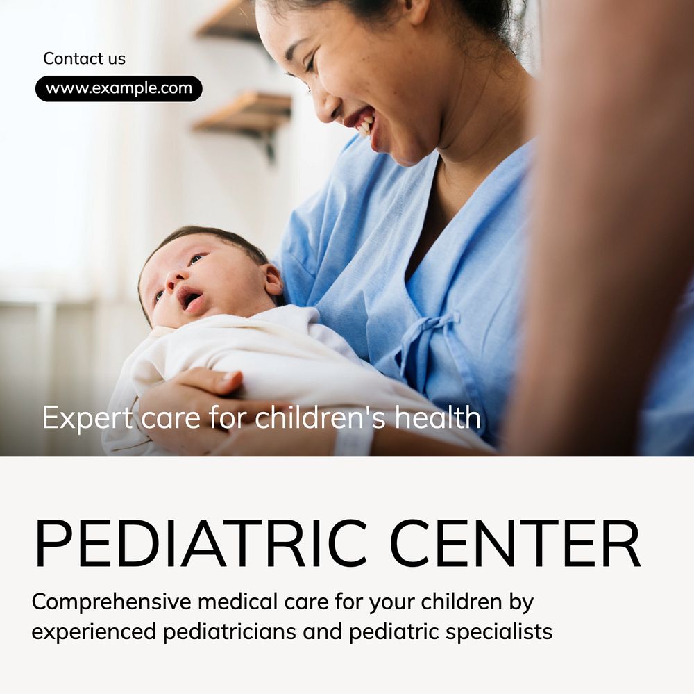 Pediatric center Instagram post template, editable text