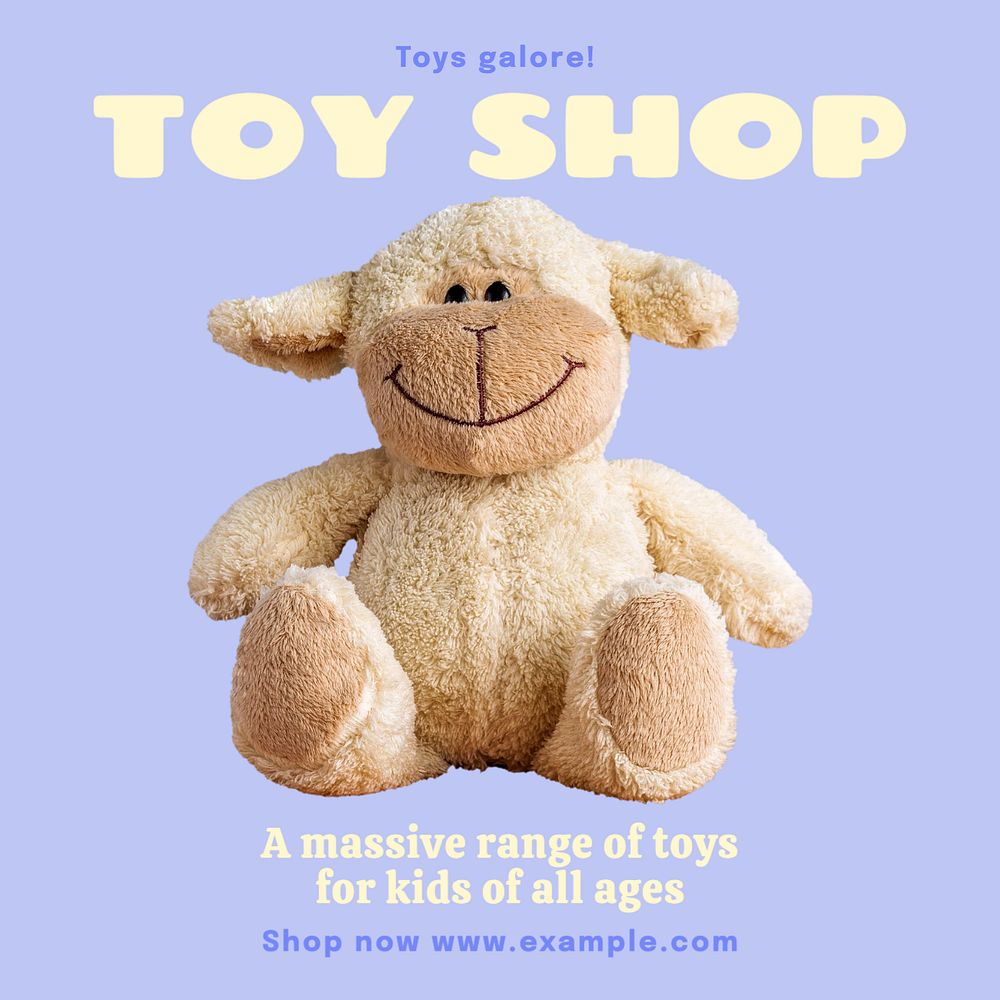 Toy shop Instagram post template, editable text