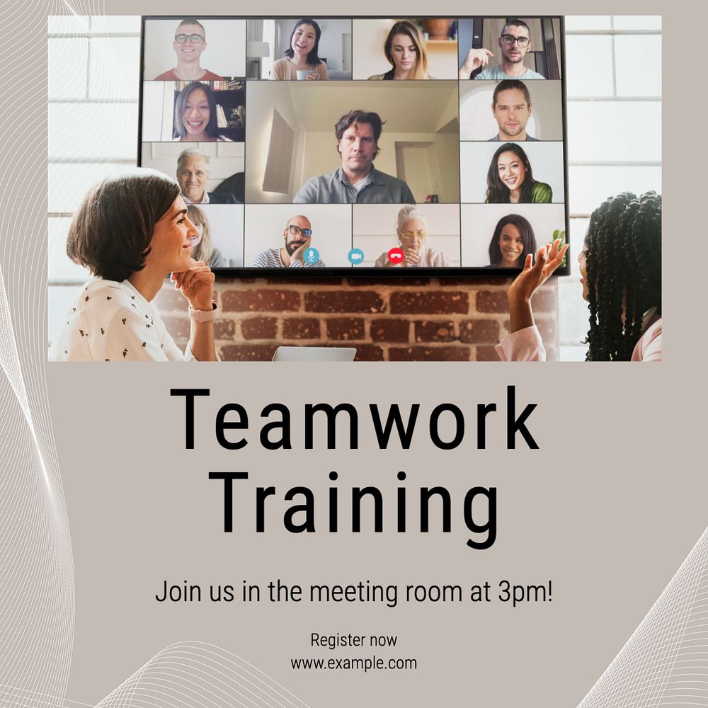 Teamwork training Instagram post template, editable text