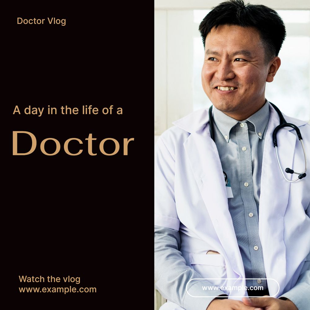 Doctor vlog Instagram post template, editable text