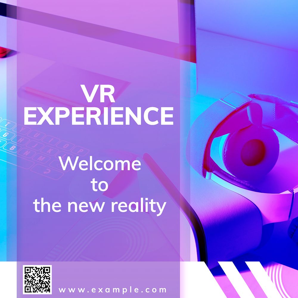 VR experience Instagram post template, editable text