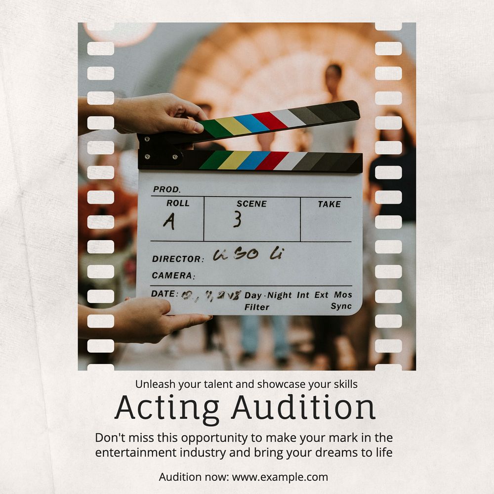 Acting audition Instagram post template, editable text