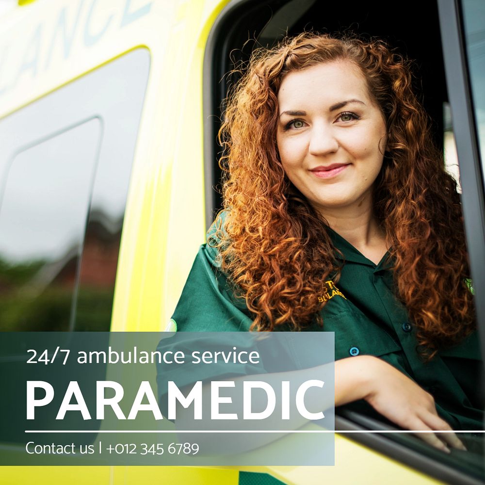 Paramedic Instagram post template, editable text