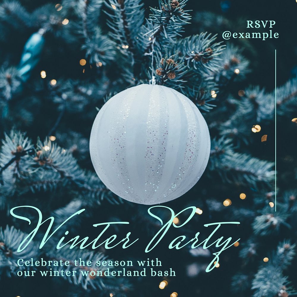 Winter party Instagram post template, editable text