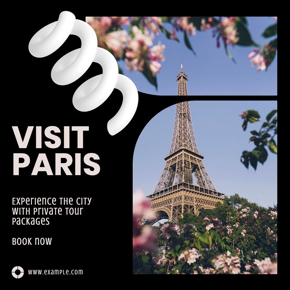 Paris private tour Instagram post template, editable text