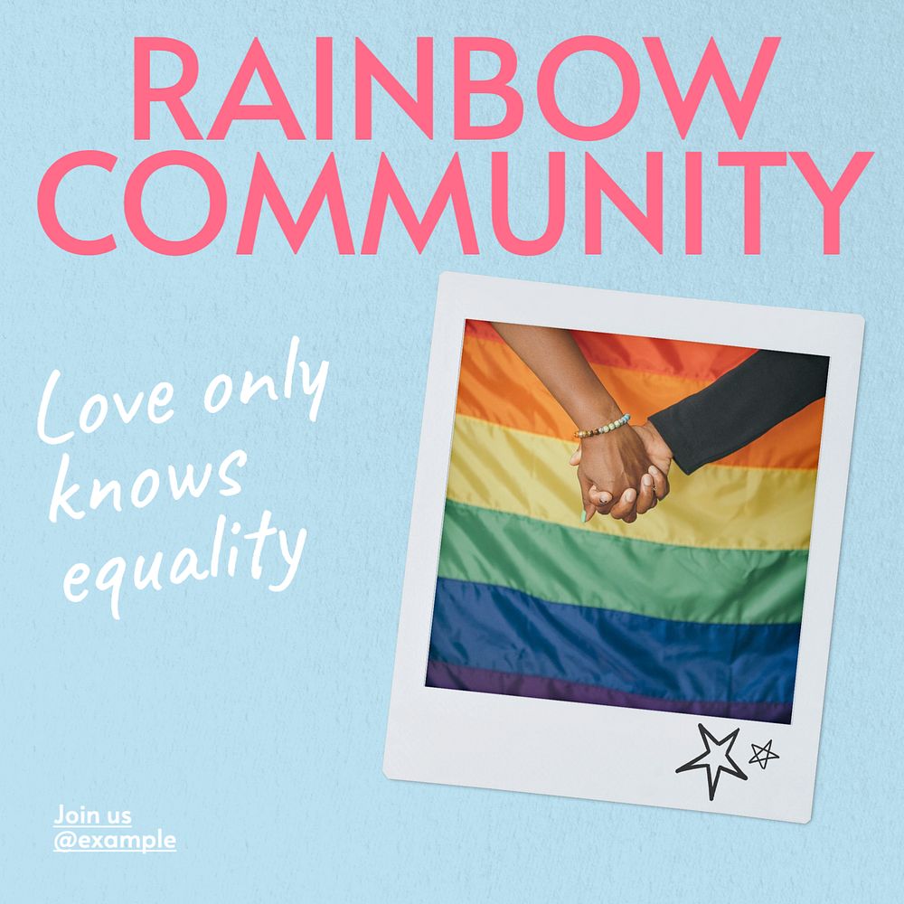 LGBTQ rainbow community Instagram post template, editable text