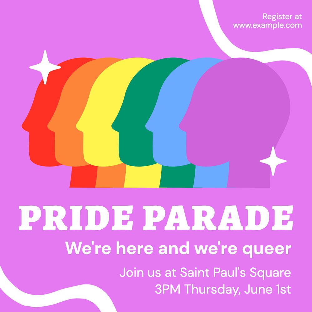 Pride parade Instagram post template, editable text