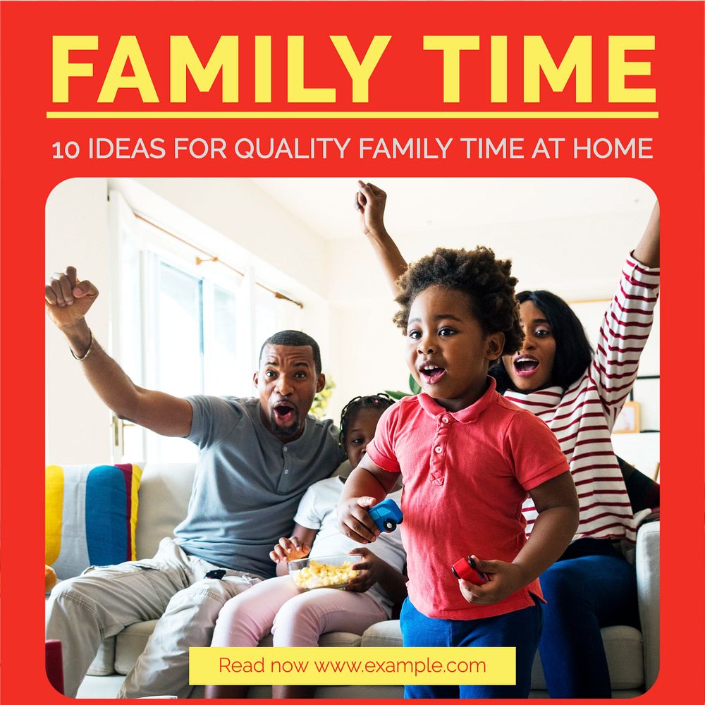 Family time Instagram post template, editable text