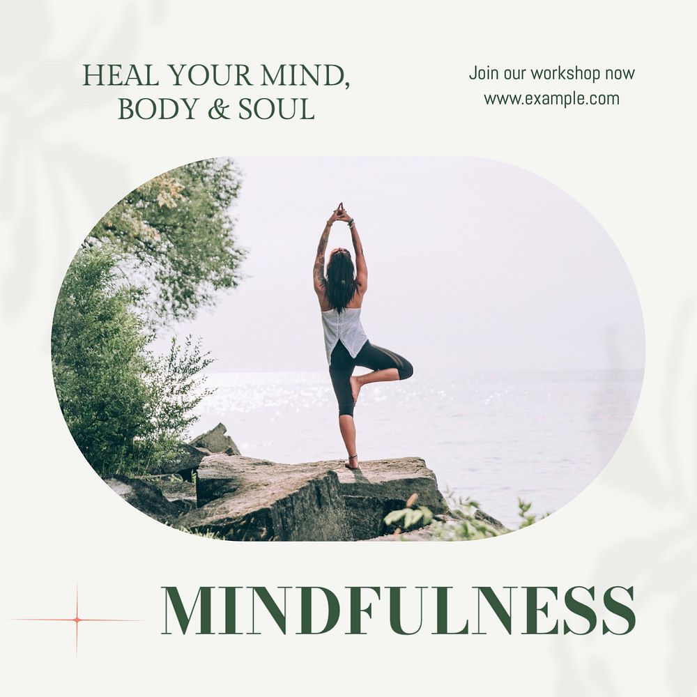 Mindfulness workshop Instagram post template, editable text