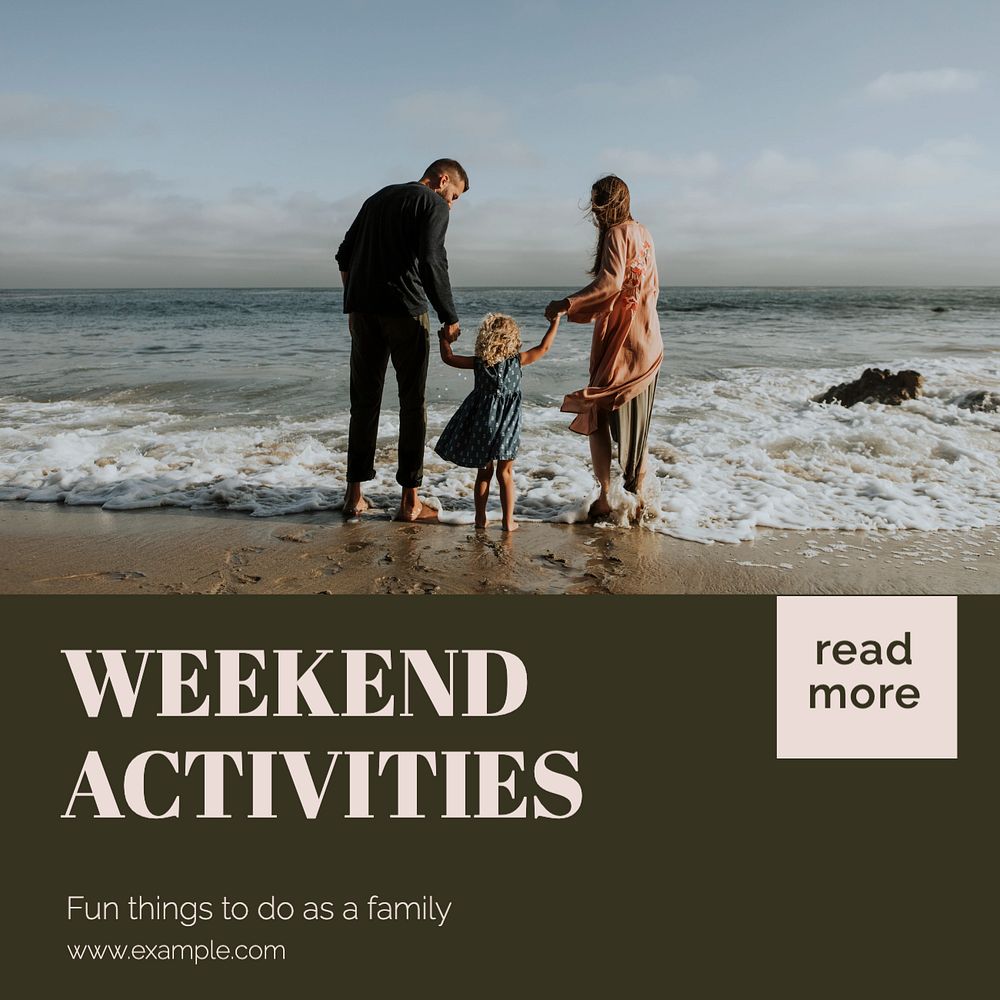 Family activities Instagram post template, editable text