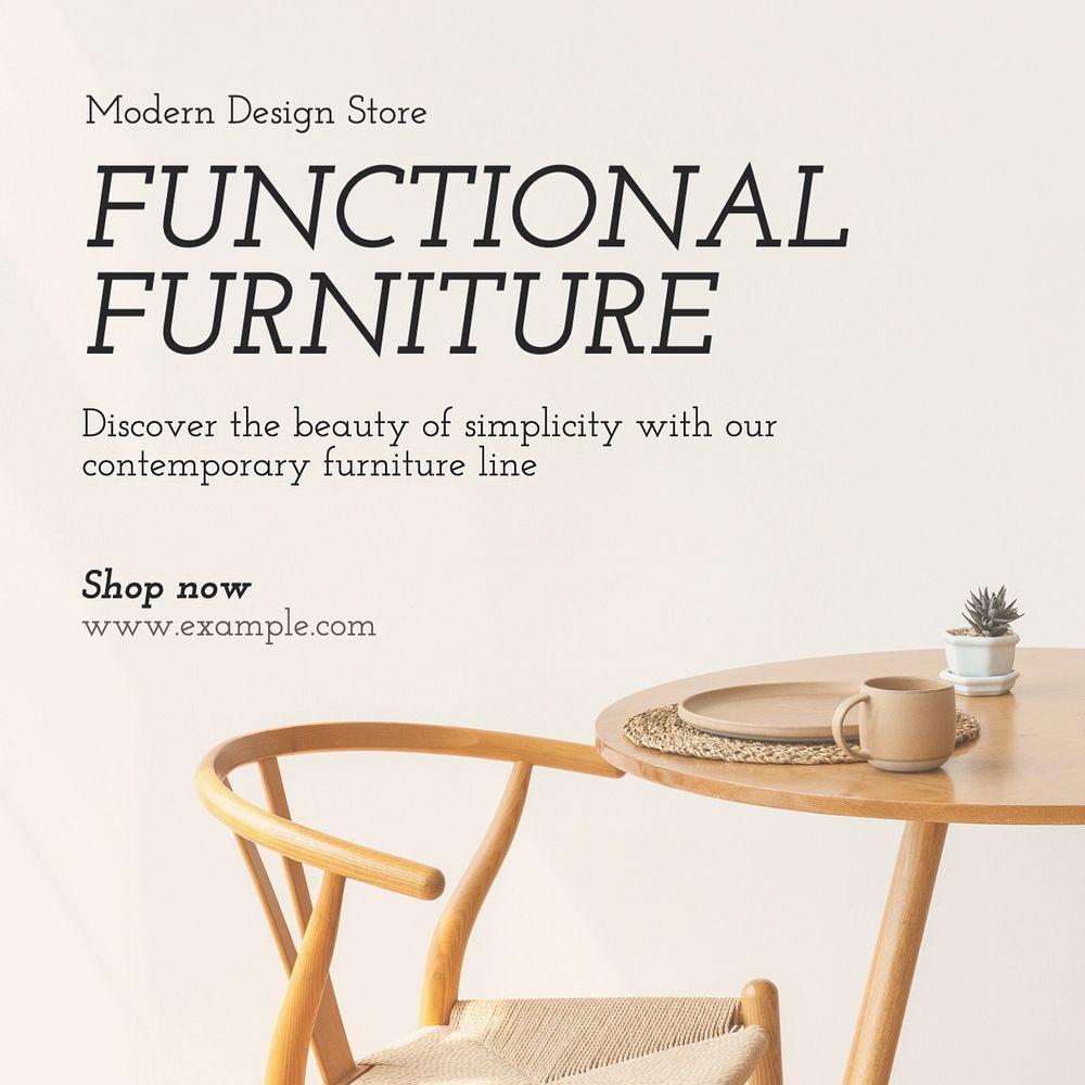 Functional furniture Instagram post template, editable text