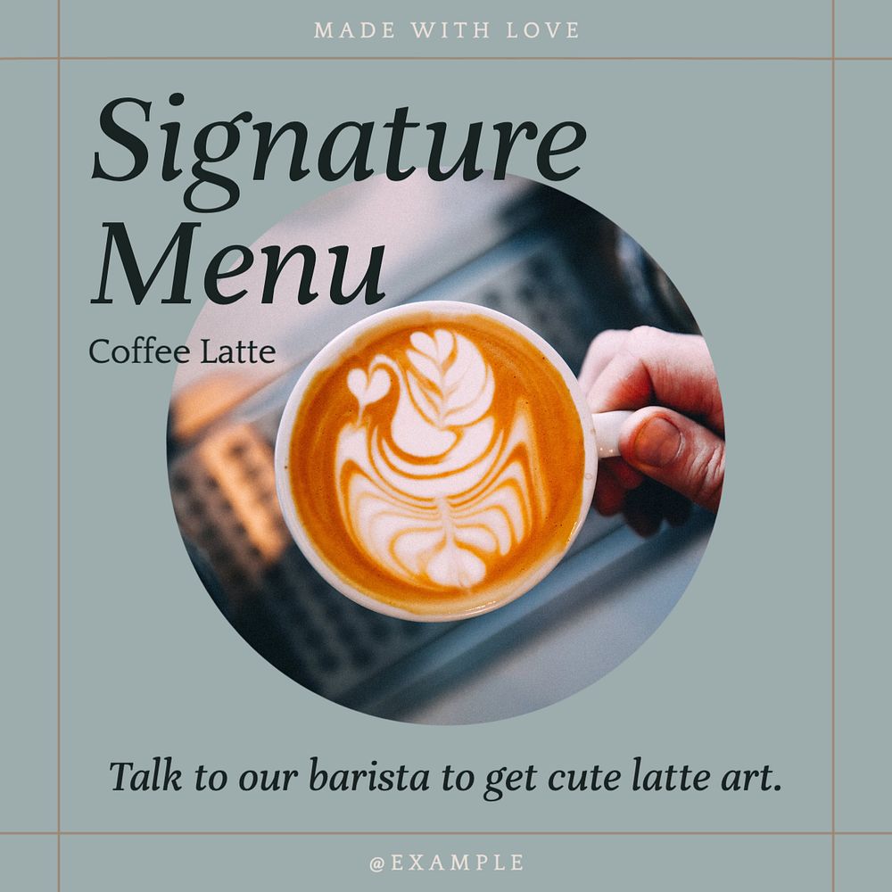 Signature menu Instagram post template, editable text