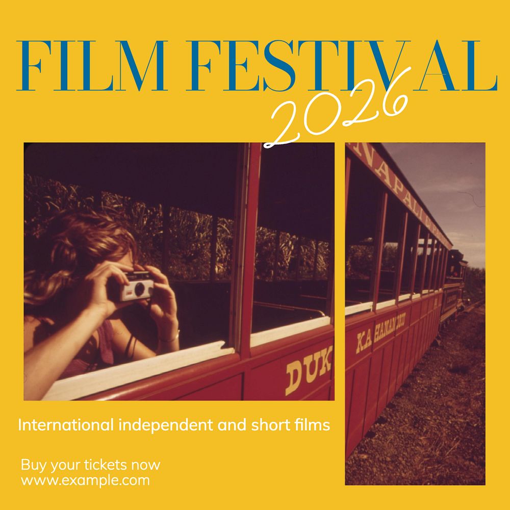 Film festival Instagram post template, editable text