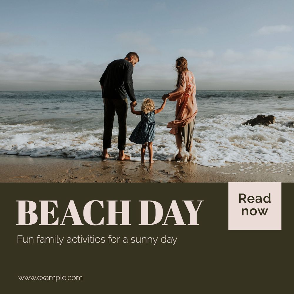 Beach day Instagram post template, editable text