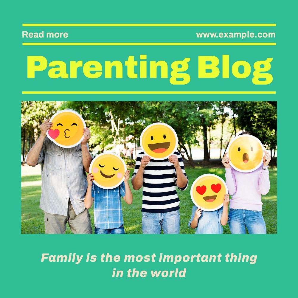 Parenting blog Instagram post template, editable text