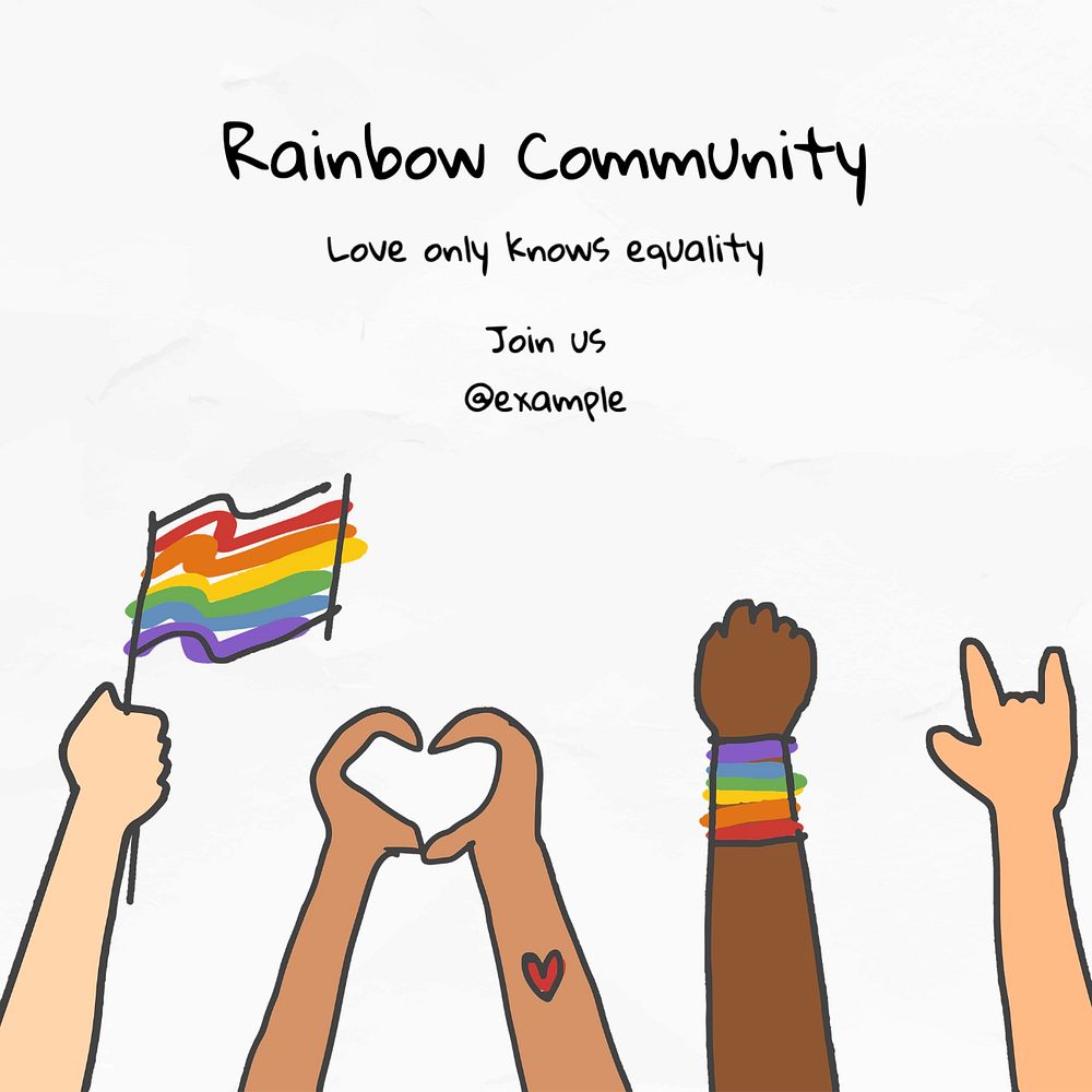 LGBTQ rainbow community Instagram post template, editable text