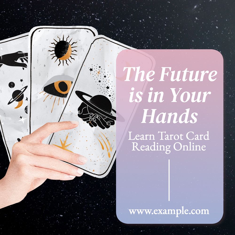 Tarot card reading Instagram post template, editable text