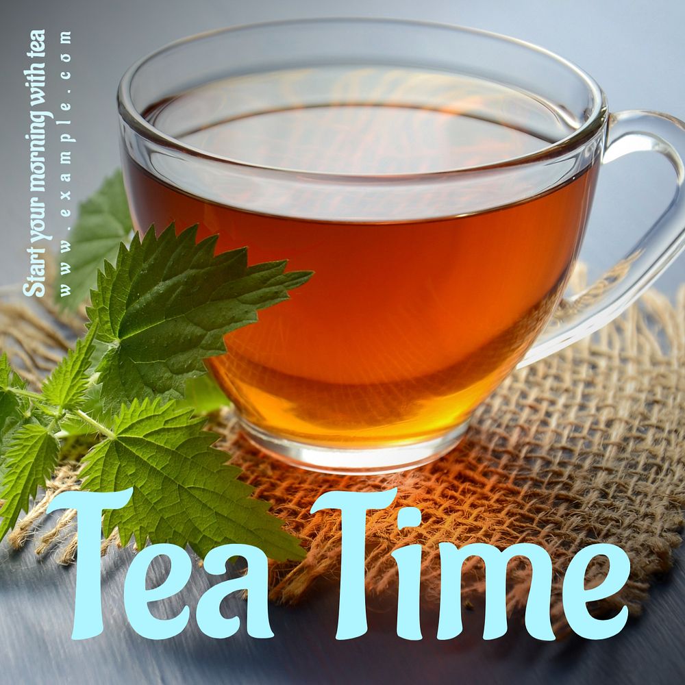 Tea time Instagram post template, editable text