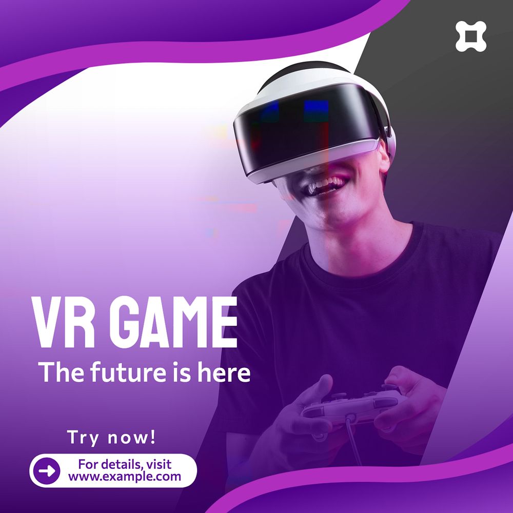 VR game Instagram post template, editable text