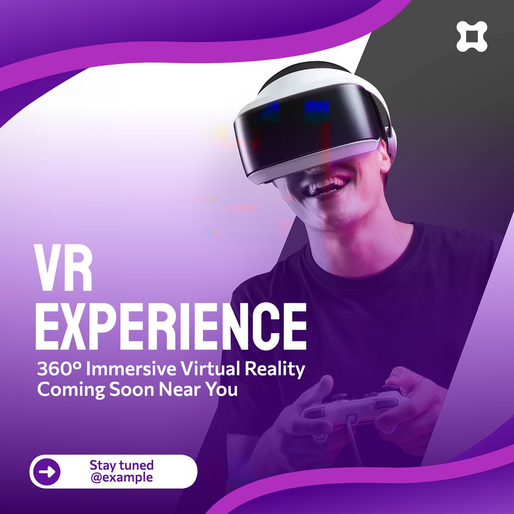 VR experience Instagram post template, editable text