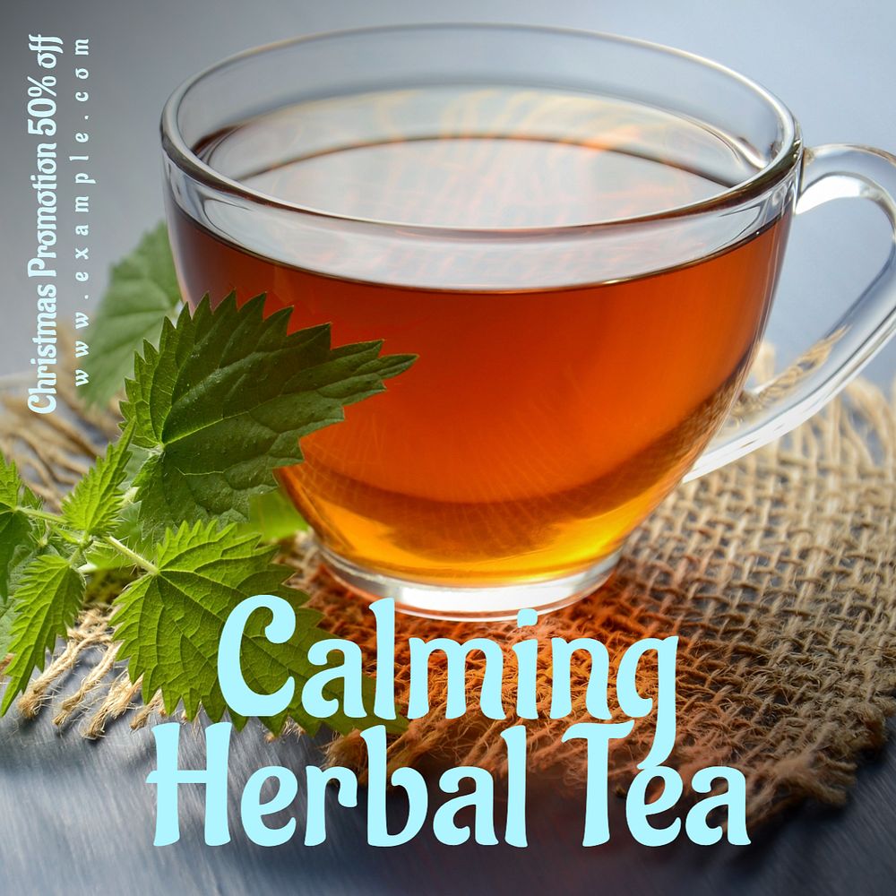 Calming herbal tea Instagram post template, editable text