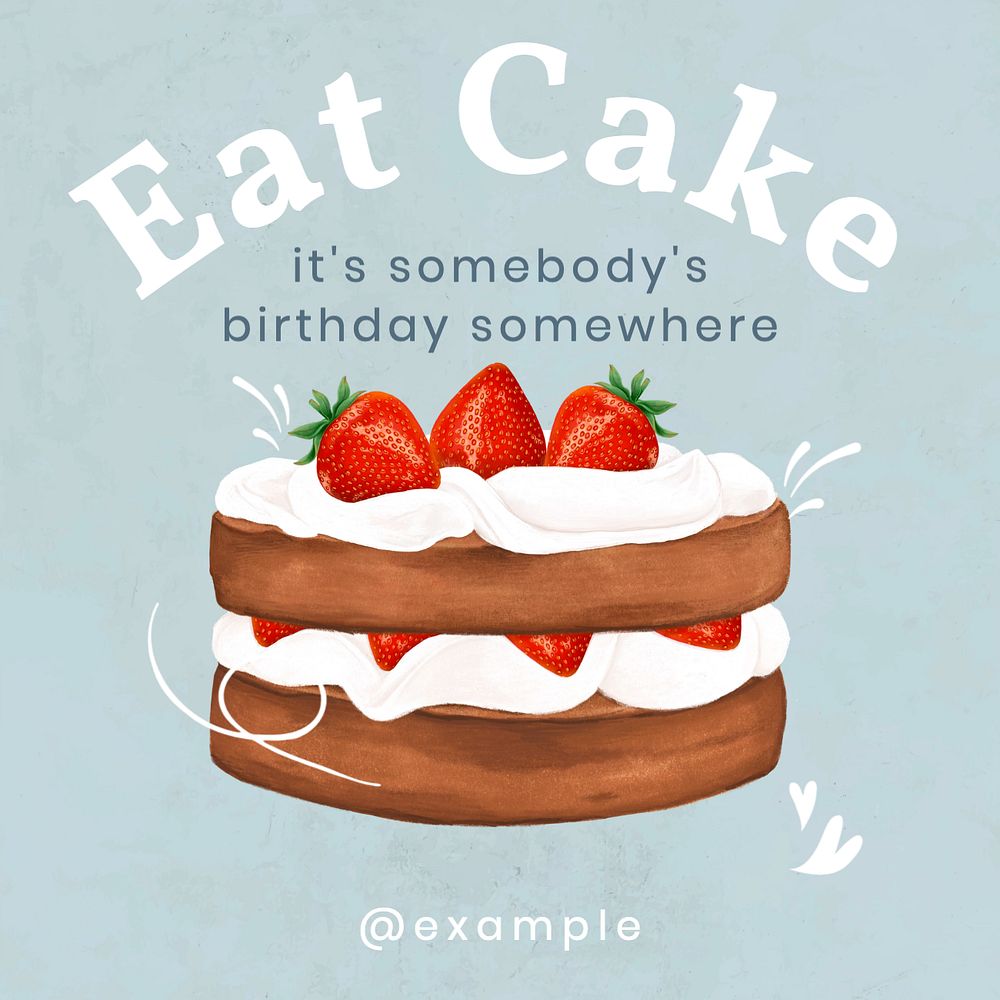 Eat cake Instagram post template, editable text