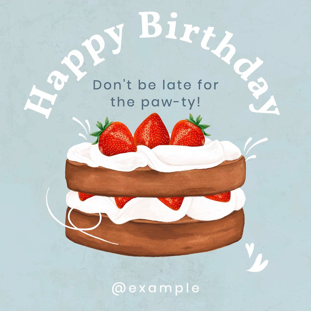 Happy birthday Instagram post template, editable text