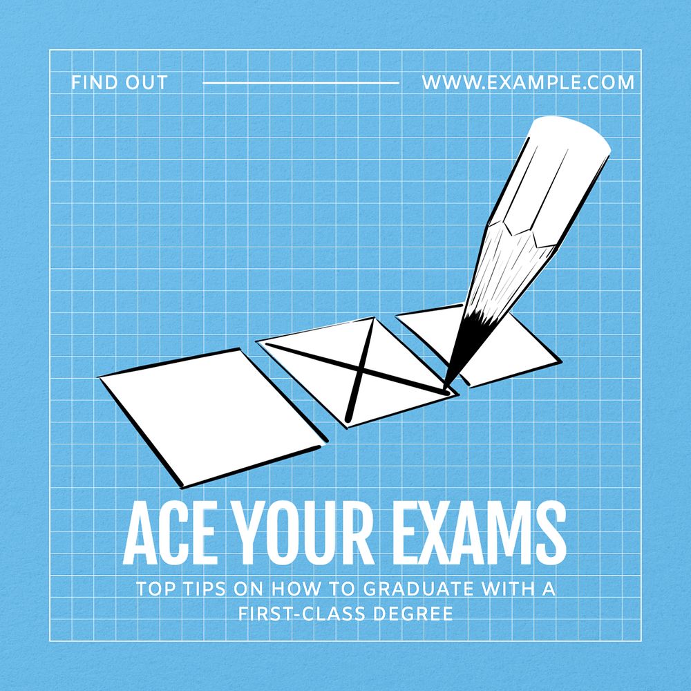 Ace your exams Instagram post template, editable text