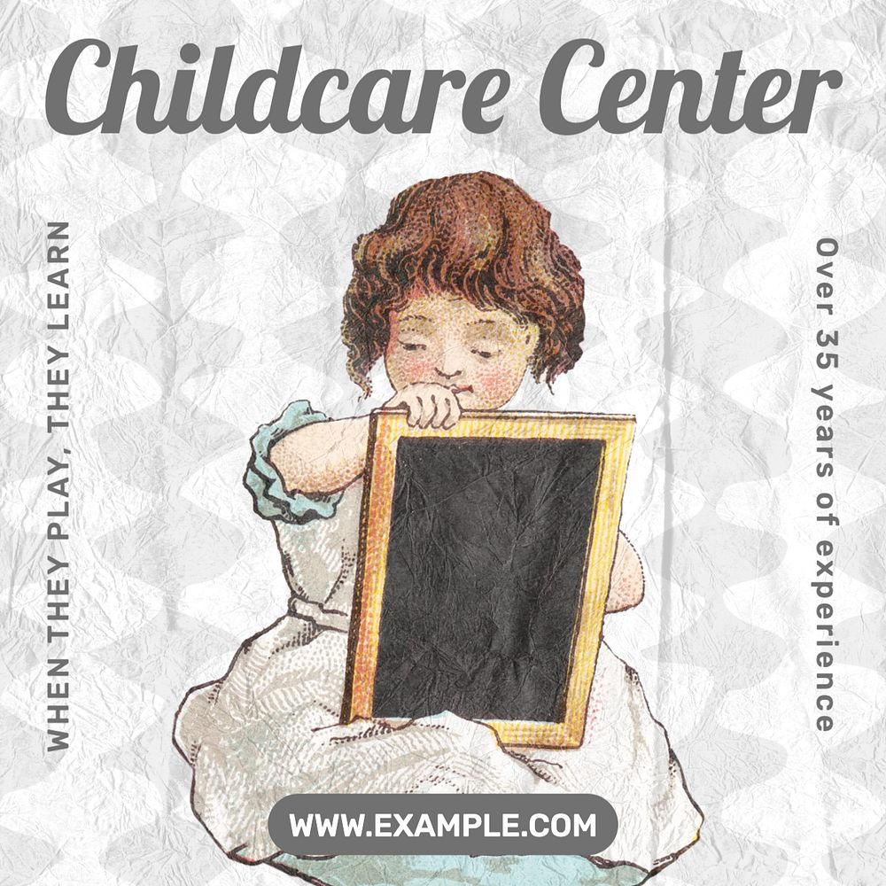 Childcare center Instagram post template, editable text