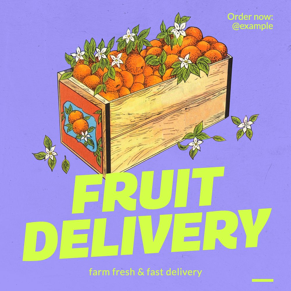 Fruit delivery Instagram post template, editable text