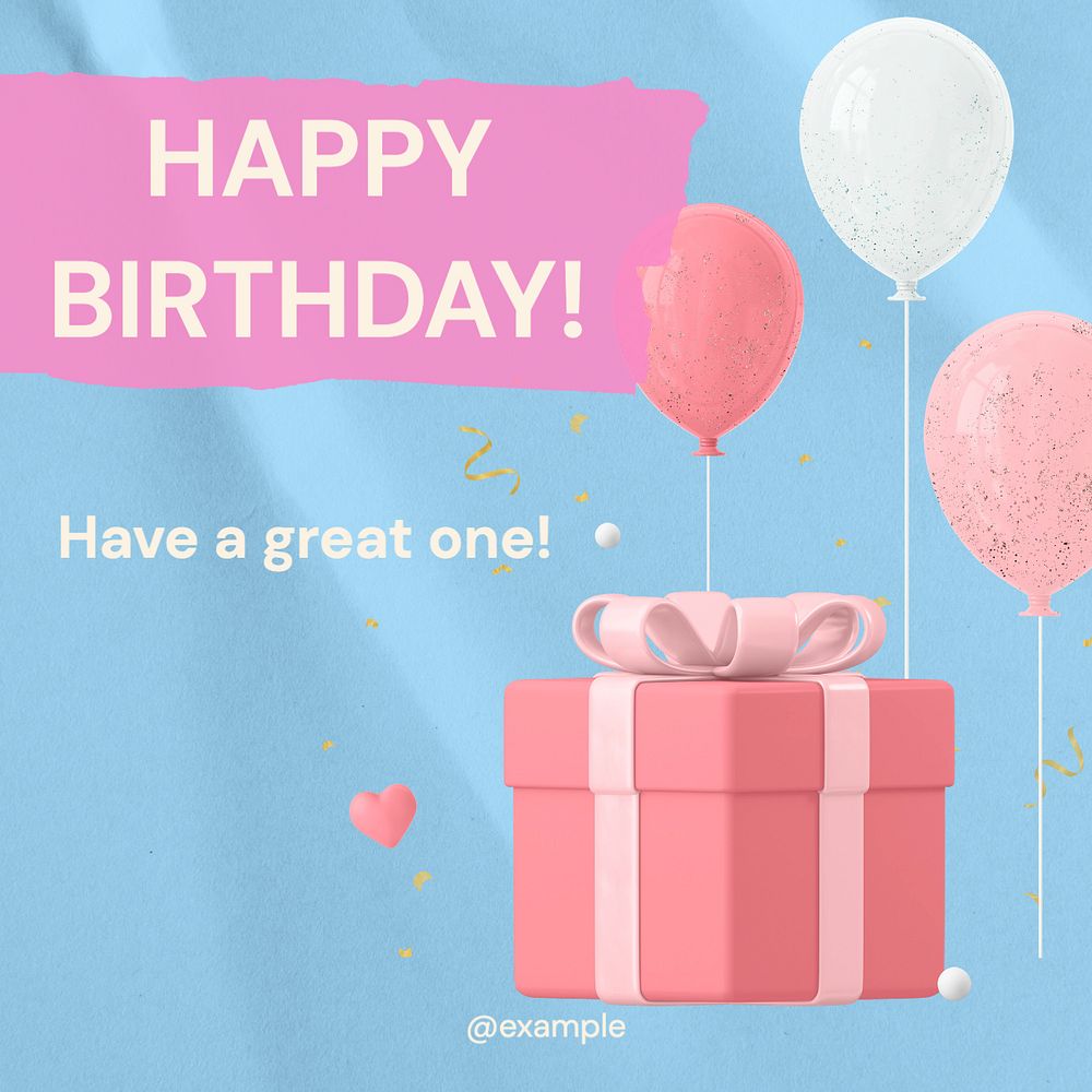 Happy birthday Instagram post template, editable text