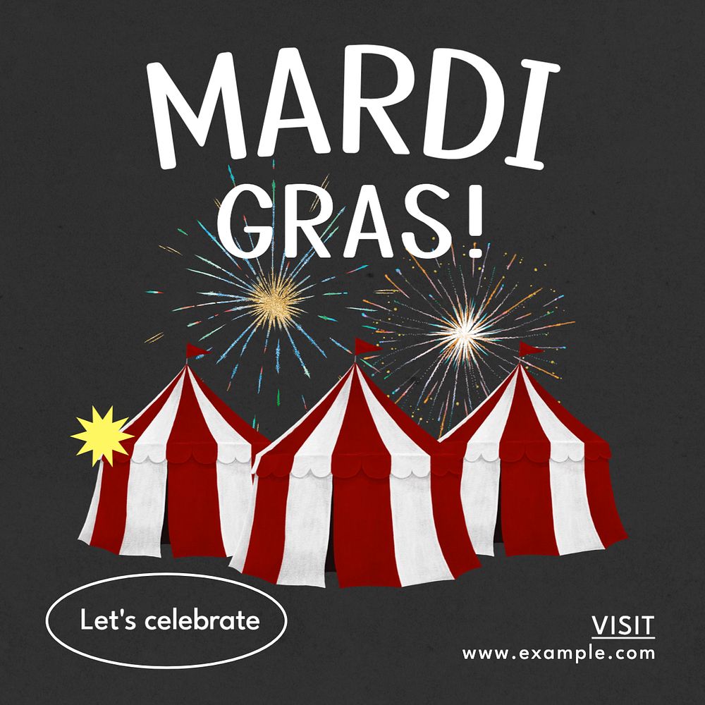 Mardi gras Instagram post template, editable text