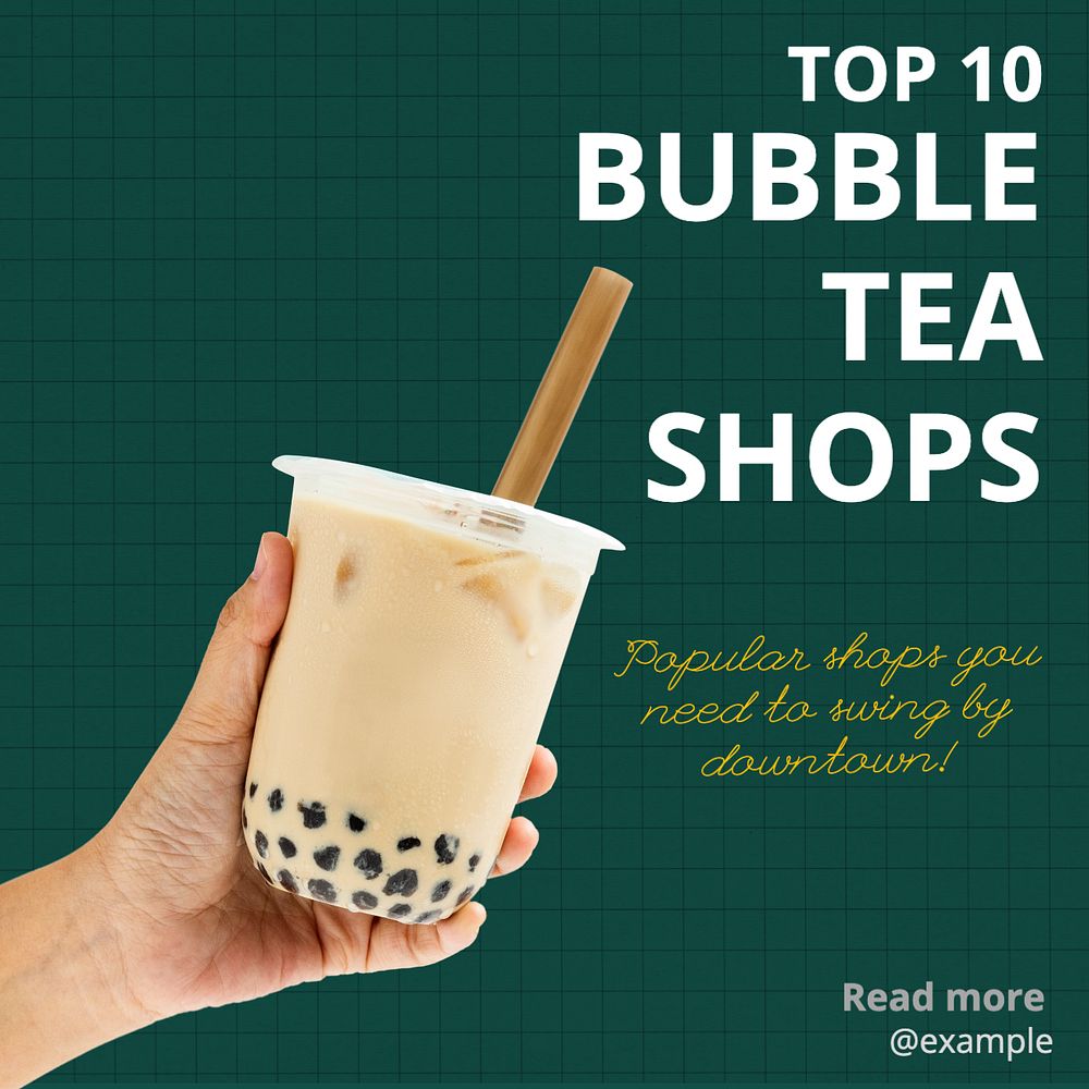 Bubble tea Instagram post template, editable text