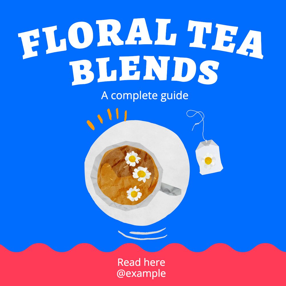 Floral tea blends Instagram post template, editable text