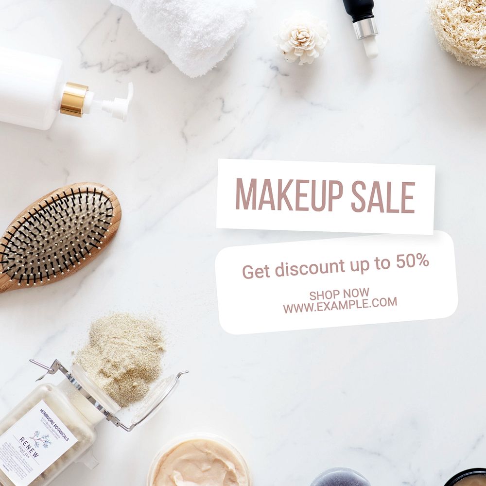 Makeup sale Instagram post template, editable text